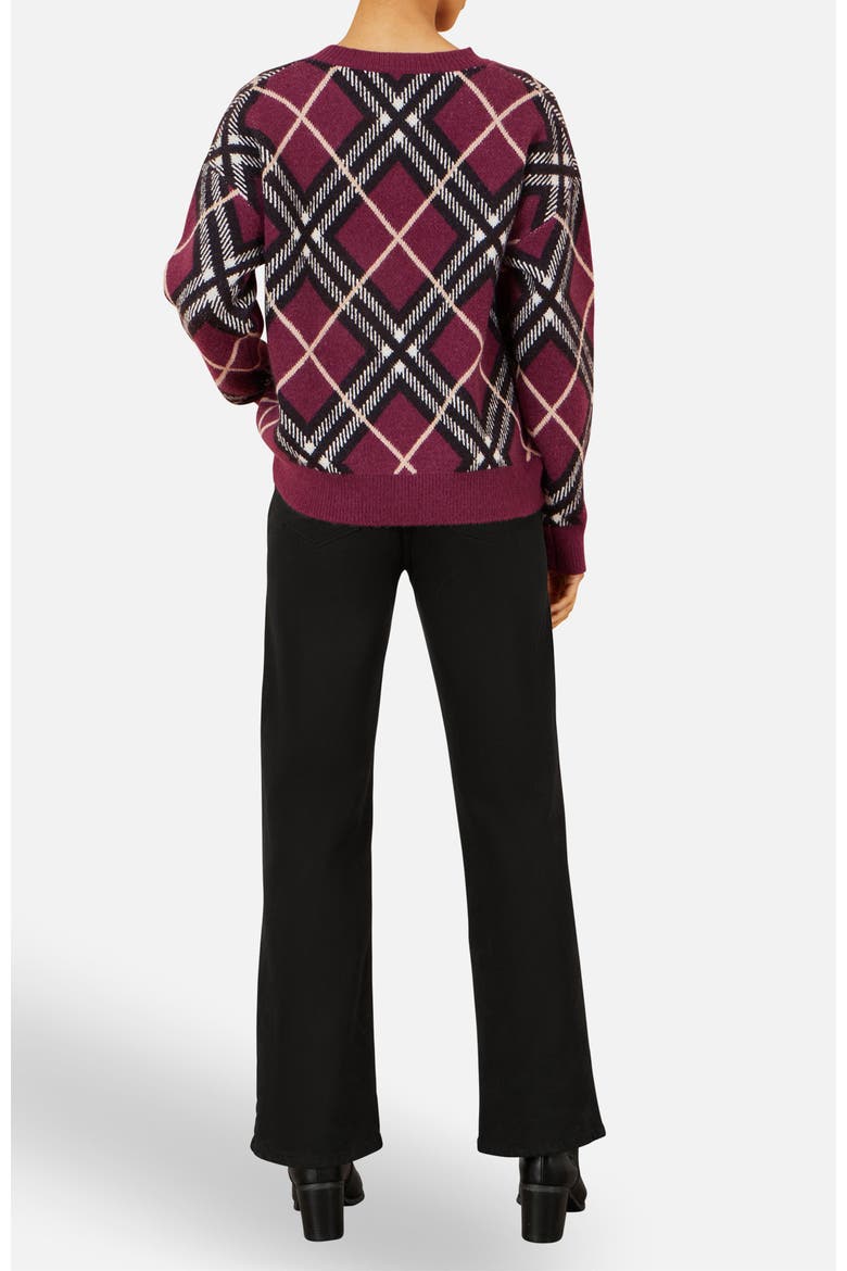 Argyle Check Relaxed Sweater, Alternate, color, Burgundy