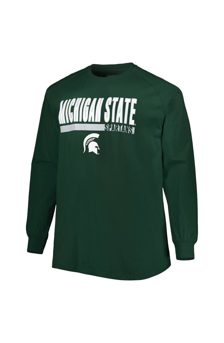 PROFILE Men's Green Michigan State Spartans Big & Tall Two-Hit Raglan Long Sleeve T-Shirt, Alternate, color, 