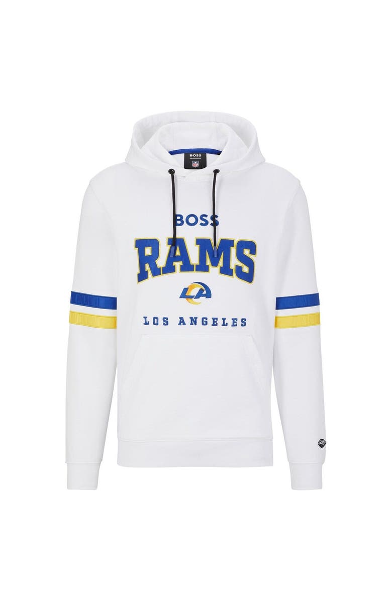 Boss X NFL Men's BOSS X NFL White/Royal Los Angeles Rams Touchdown Pullover Hoodie, Main, color, White