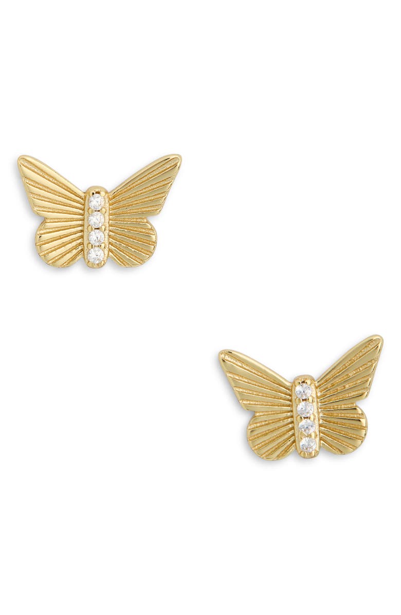 ARGENTO VIVO Butterfly Cubic Zirconia Sunburst Stud Earrings, Main, color, Gold