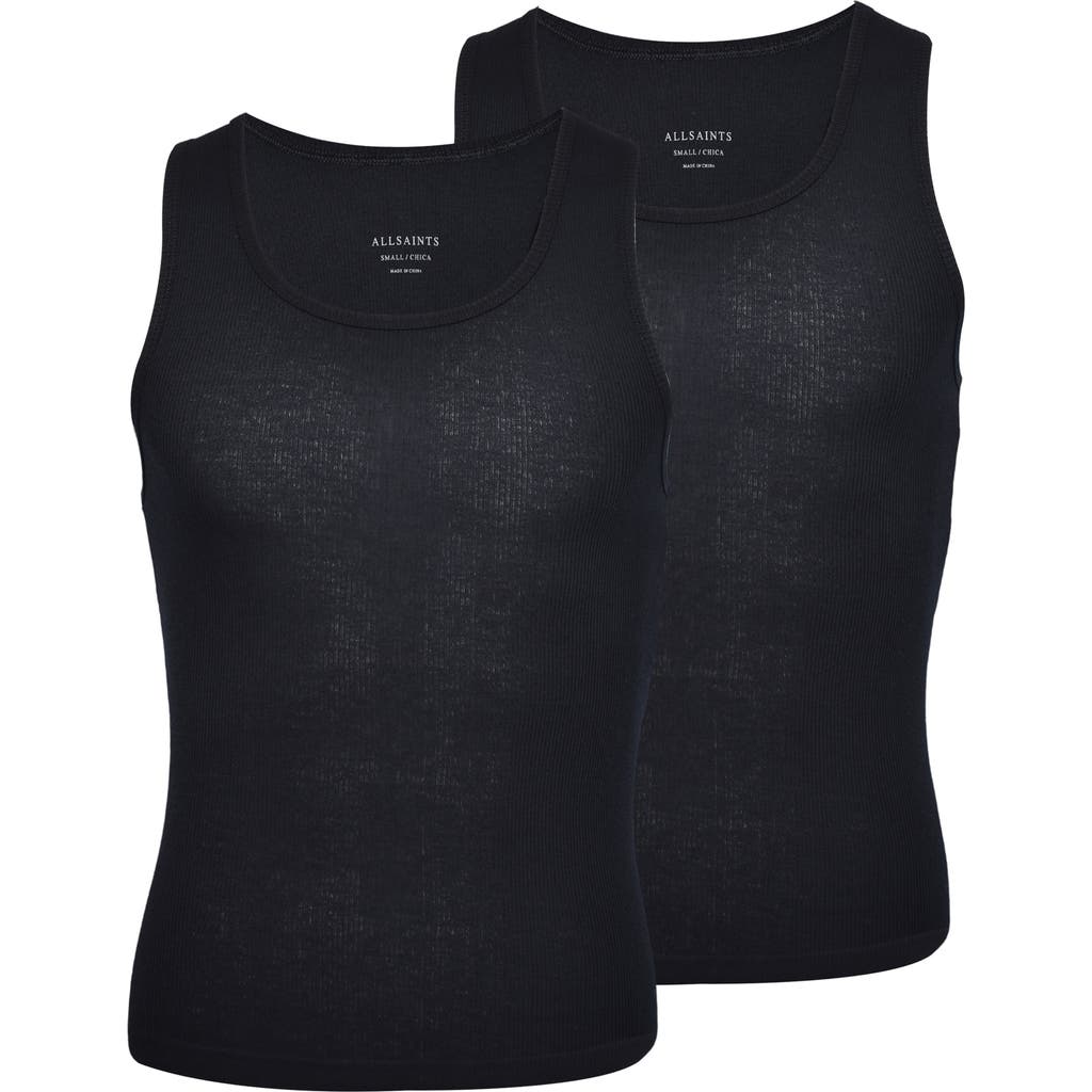 AllSaints 2-Pack Organic Cotton Rib Tanks in Black  product