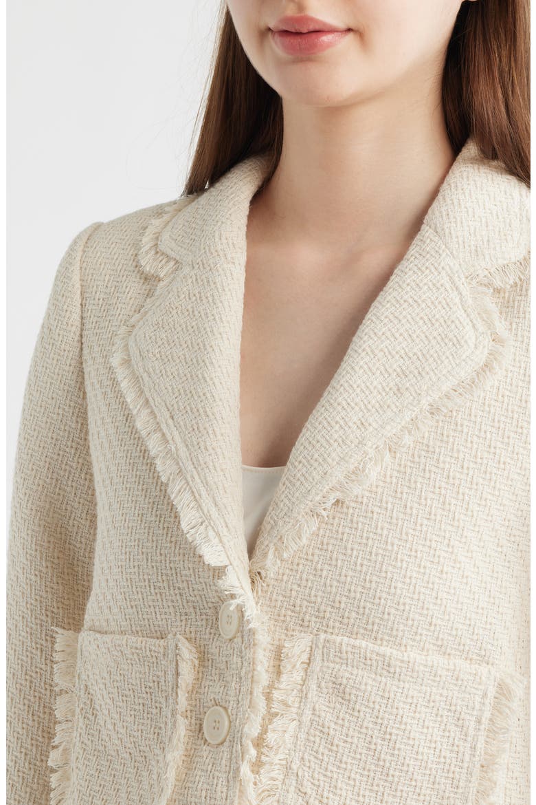 Fringe Detail Tweed Jacket, Alternate, color, ALMOND MILK