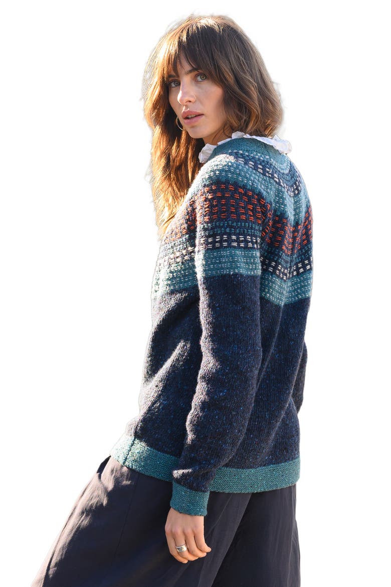 Float Stitch Yoke Donegal Sweater, Alternate, color, ICELANDIC BLUE