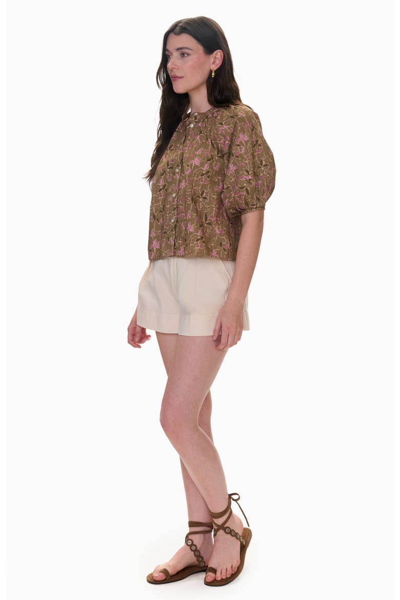 Josie Pleat Shirt, Alternate, color, Olive Multi
