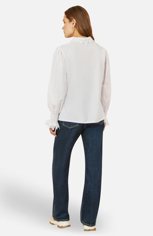 Yumi Lace Trim Shirt In White