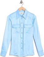 Diane von Furstenberg Toni Long Sleeve Snap Front Satin Shirt