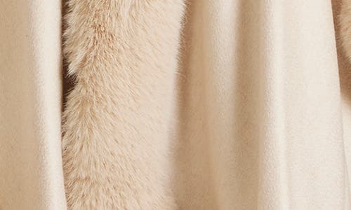 Sofia Cashmere Faux Fur Trim Cashmere Cape In Neutral