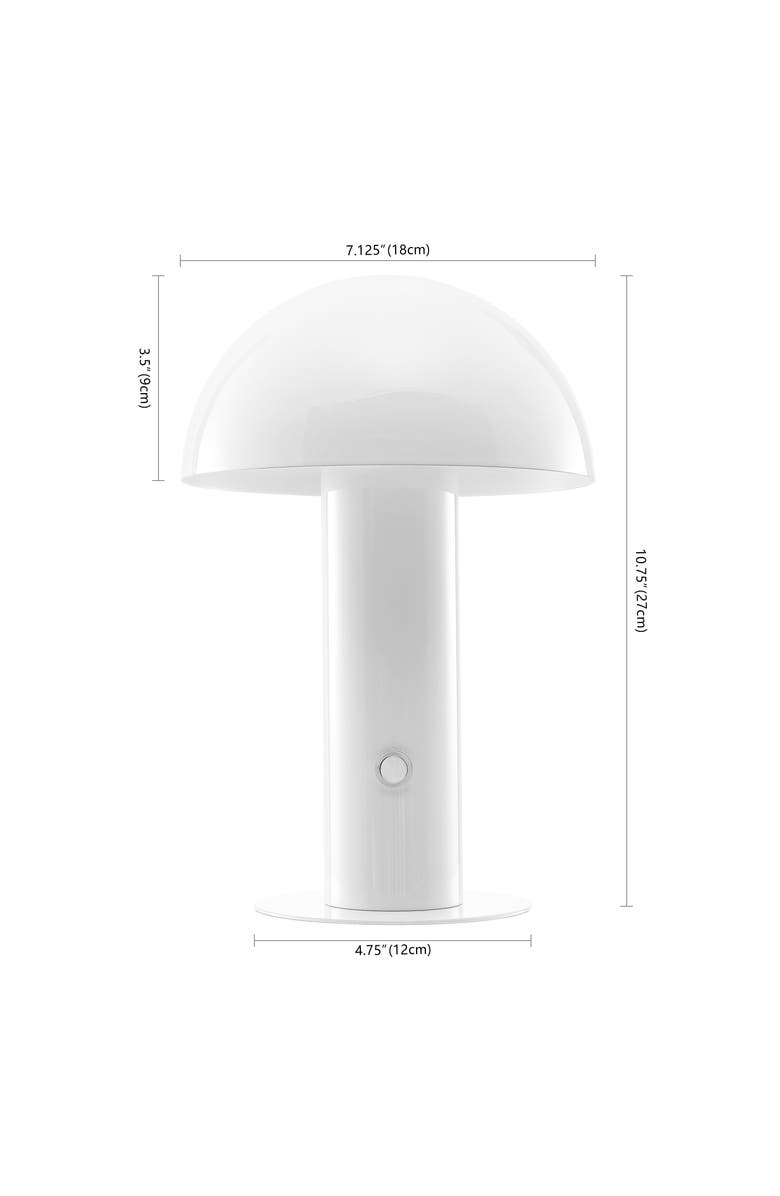 JONATHAN Y Boletus Contemporary Bohemian Rechargeable/Cordless Iron Integrated Portable LED Mushroom Table Lamp, Alternate, color, White
