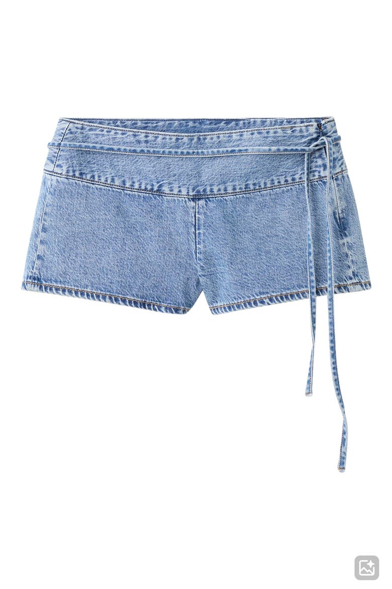 Mini Bow Denim Shorts, Alternate, color, MEDIUM BLUE