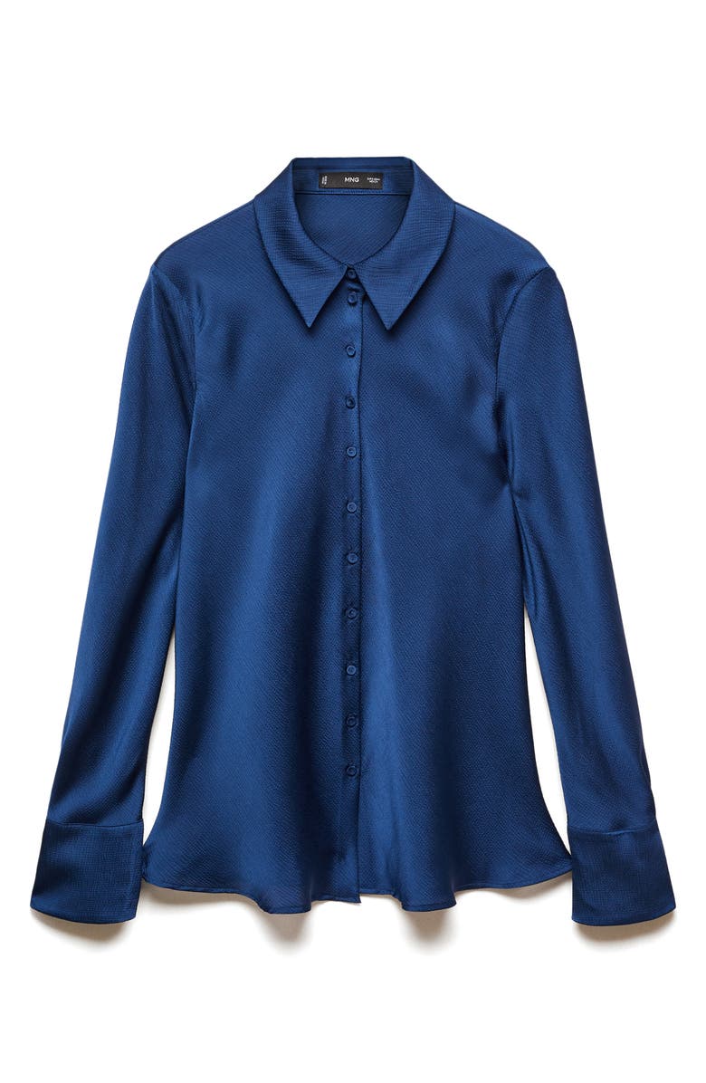 MANGO Textured Satin Button-Up Shirt, Alternate, color, 