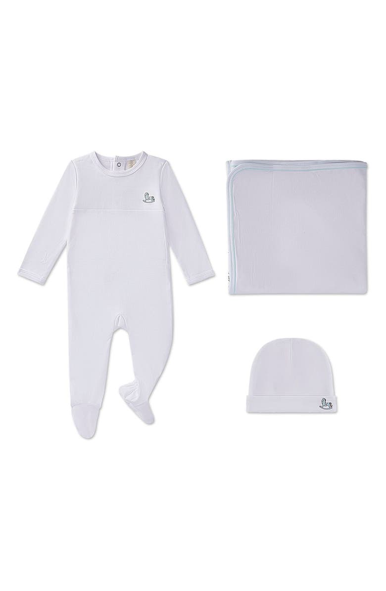 MiniMoi 3 Piece Baby Pima Cotton Footie Set, Main, color, Pearl Blue
