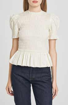 WAYF Matilda Smocked Peplum Top