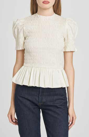 WAYF Matilda Smocked Peplum Top