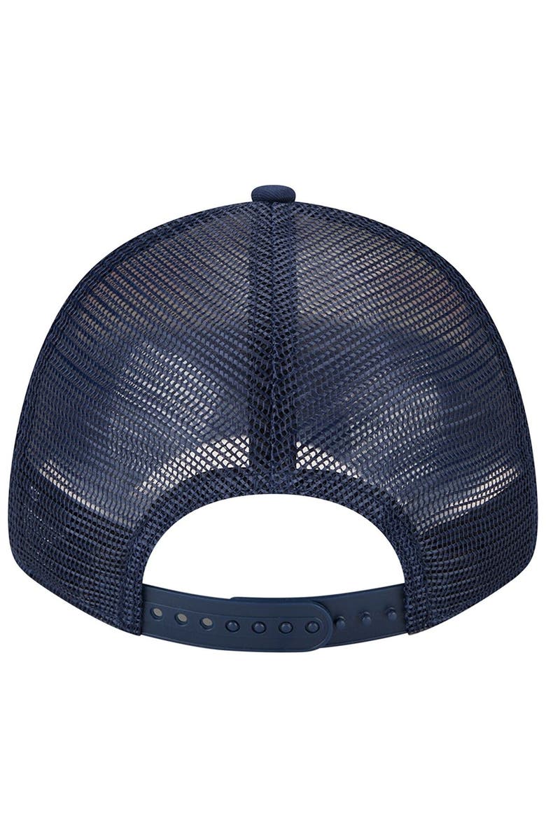 New Era Men's New Era Cream/Navy New England Patriots Team Stripe Trucker 9FORTY Snapback Hat, Alternate, color, Cream