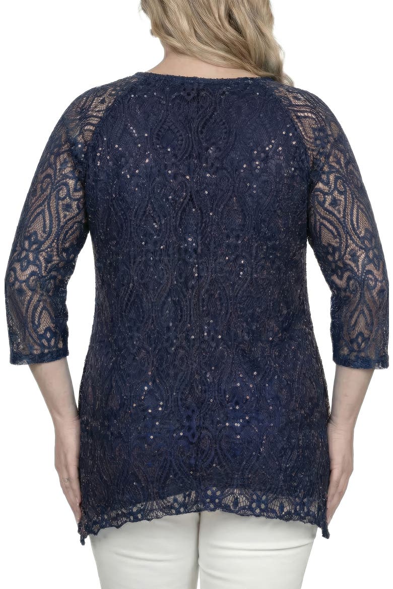 Sequin Lace Tunic Top, Alternate, color, NAVY