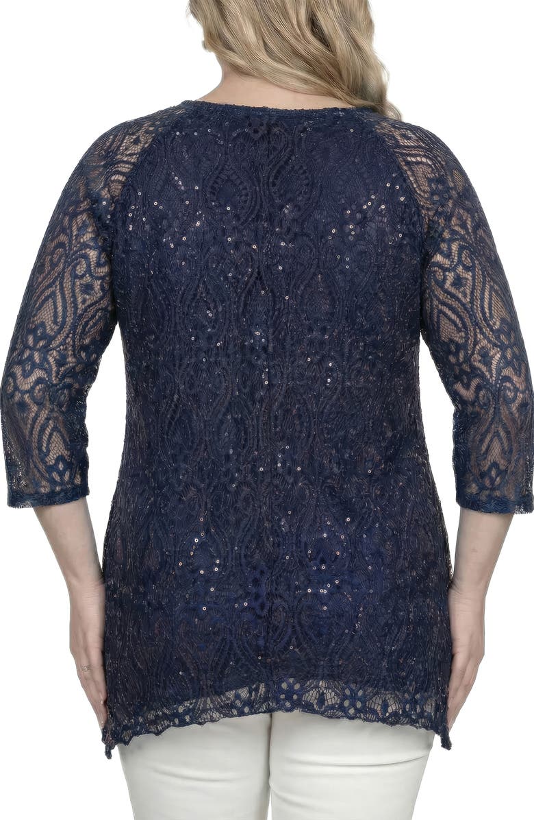 Standards & Practices Sequin Lace Tunic Top, Alternate, color, Navy