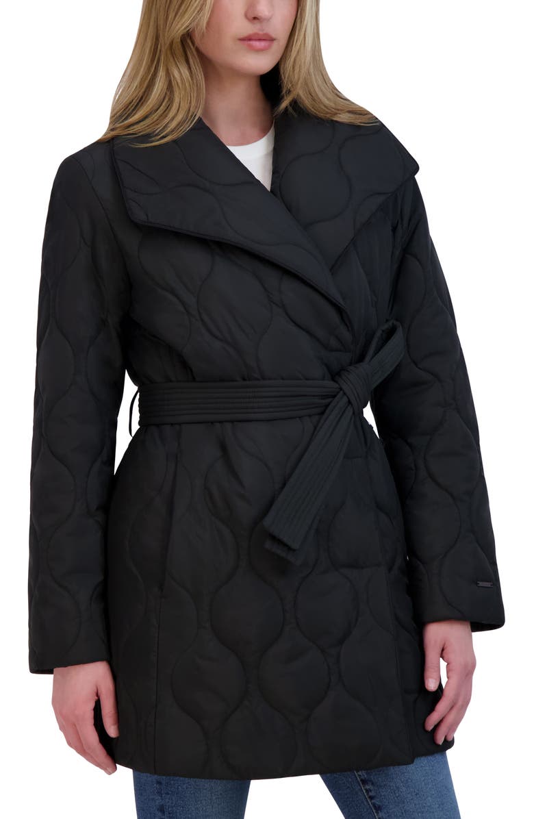 Tahari Janelle Quilted Wrap Coat, Alternate, color, 