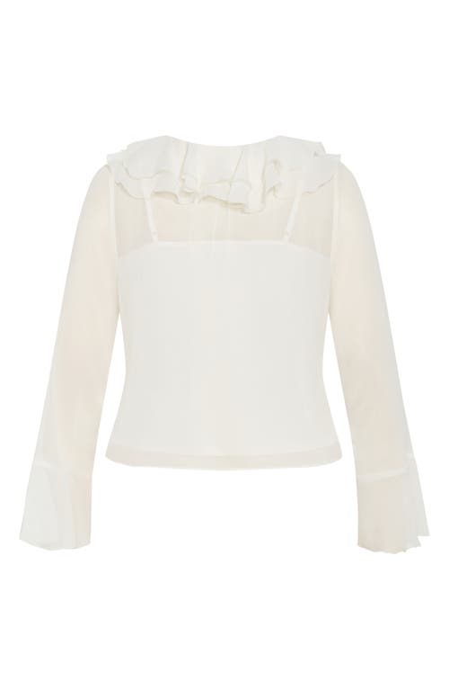 City Chic Lushious Tiered Ruffle Top In White