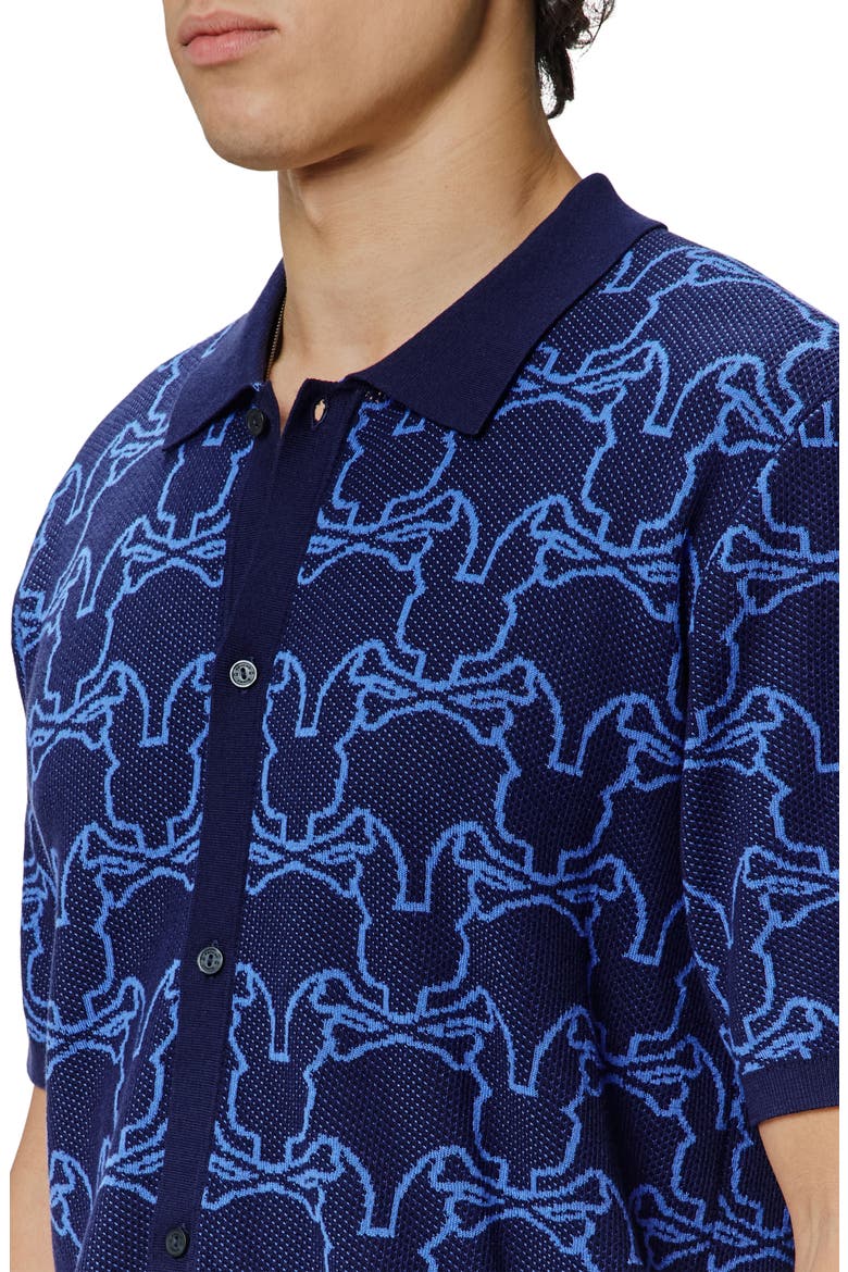 Kane Short Sleeve Cotton Button-Up Shirt, Alternate, color, EVENING BLUE