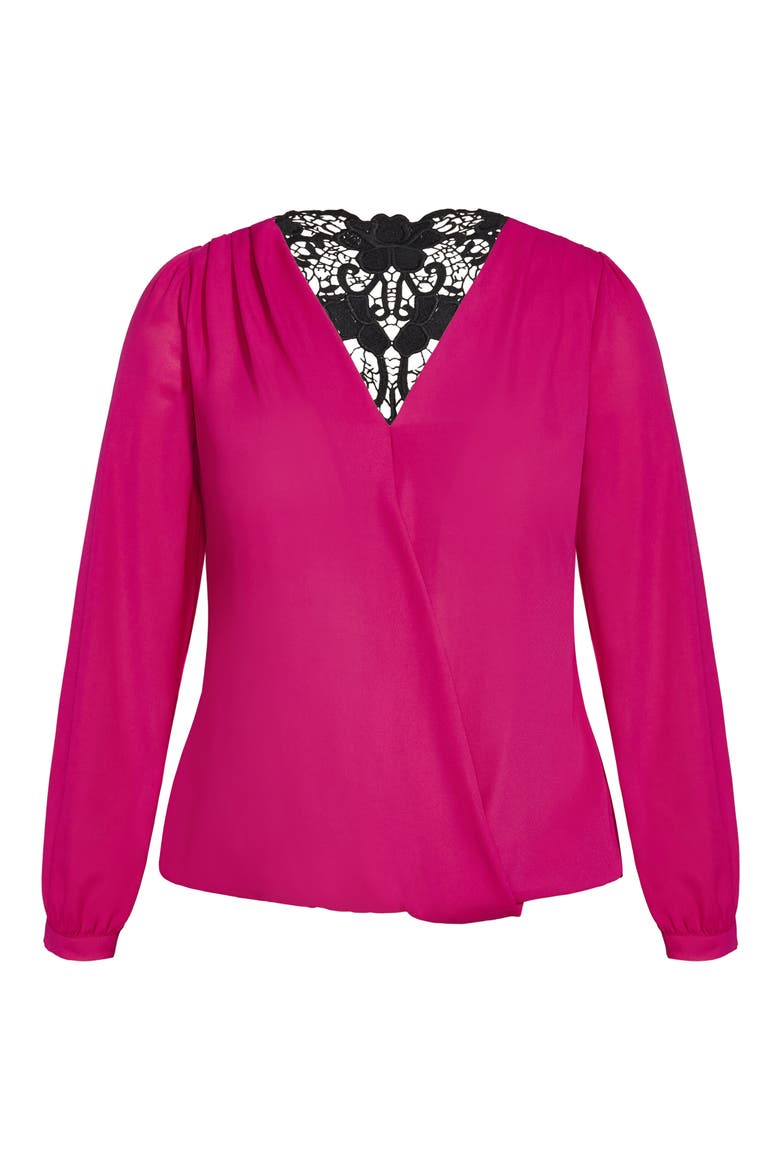 Guipure Lace Inset Long Sleeve Blouse, Alternate, color, SANGRIA