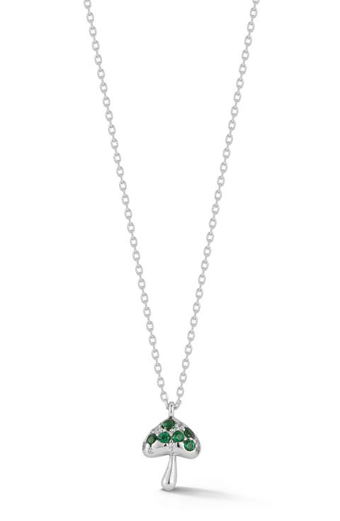 Mushroom Cubic Zirconia Pendant Necklace
