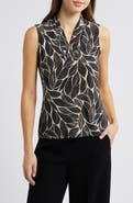 Anne Klein Leaf Print Sleeveless Top