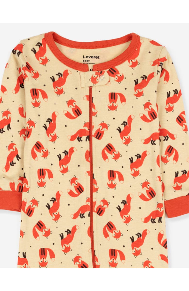 Leveret Footed Printed Cotton Matching Family Pajamas, Animal Kingdom Prints, Alternate, color, Fox