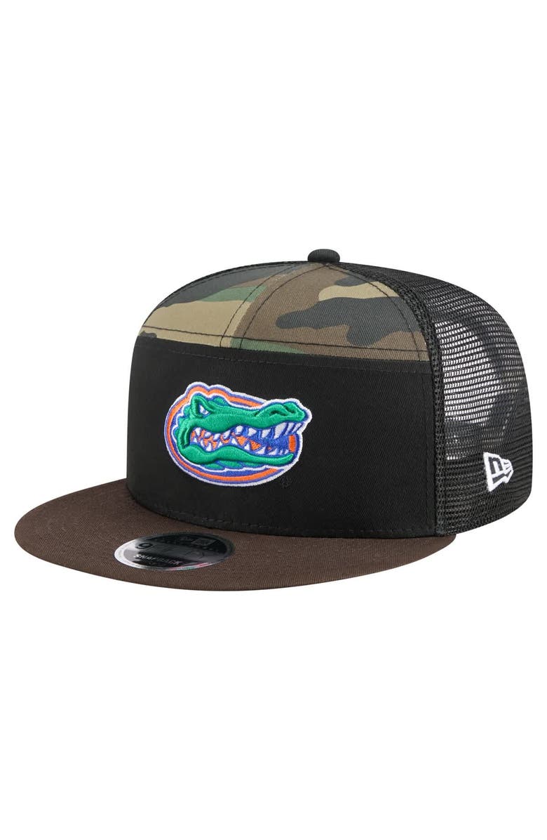 New Era Men's New Era Camo/Black Florida Gators Outdoor Wide Panel 9FIFTY Snapback Trucker Hat, Main, color, 