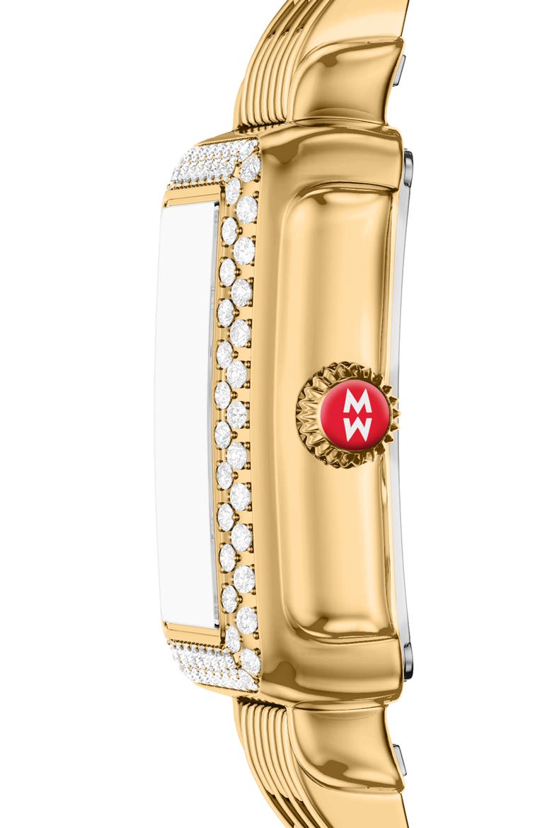 Mini Deco Madison Two-Tone 18K Gold Plate Diamond Bracelet Watch, 23mm x 24mm, Alternate, color, GOLD