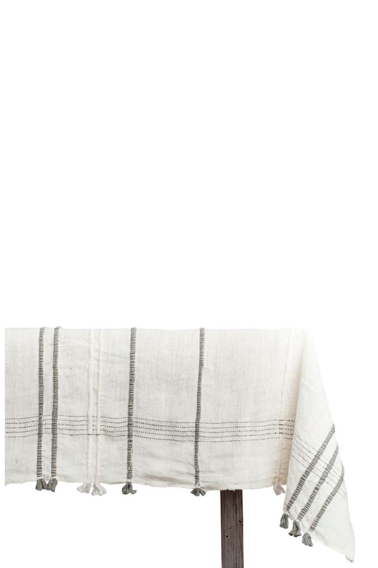 Ribbons Cotton Tablecloth, Alternate, color, Gray