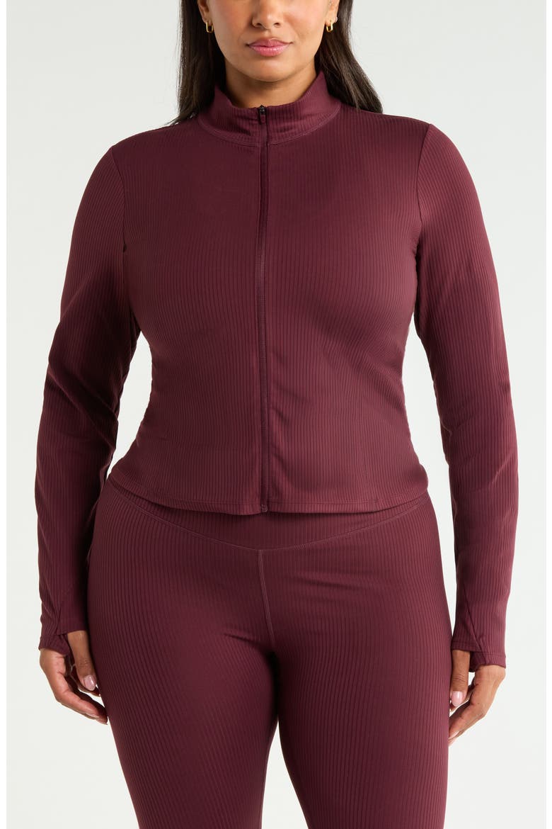 Thrive Rib Full Zip Jacket, Alternate, color, BURGUNDY STEM