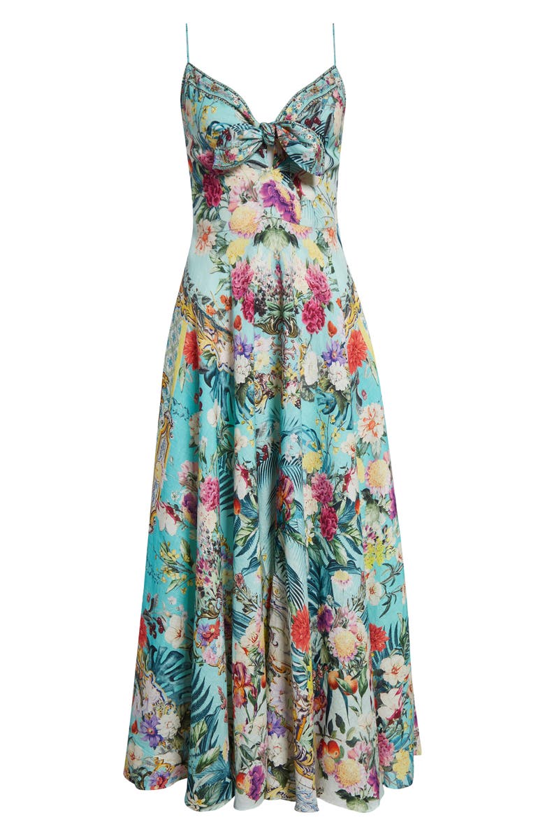 Camilla Crystal Embellished Linen Maxi Dress, Alternate, color, Gardens Of Queluz