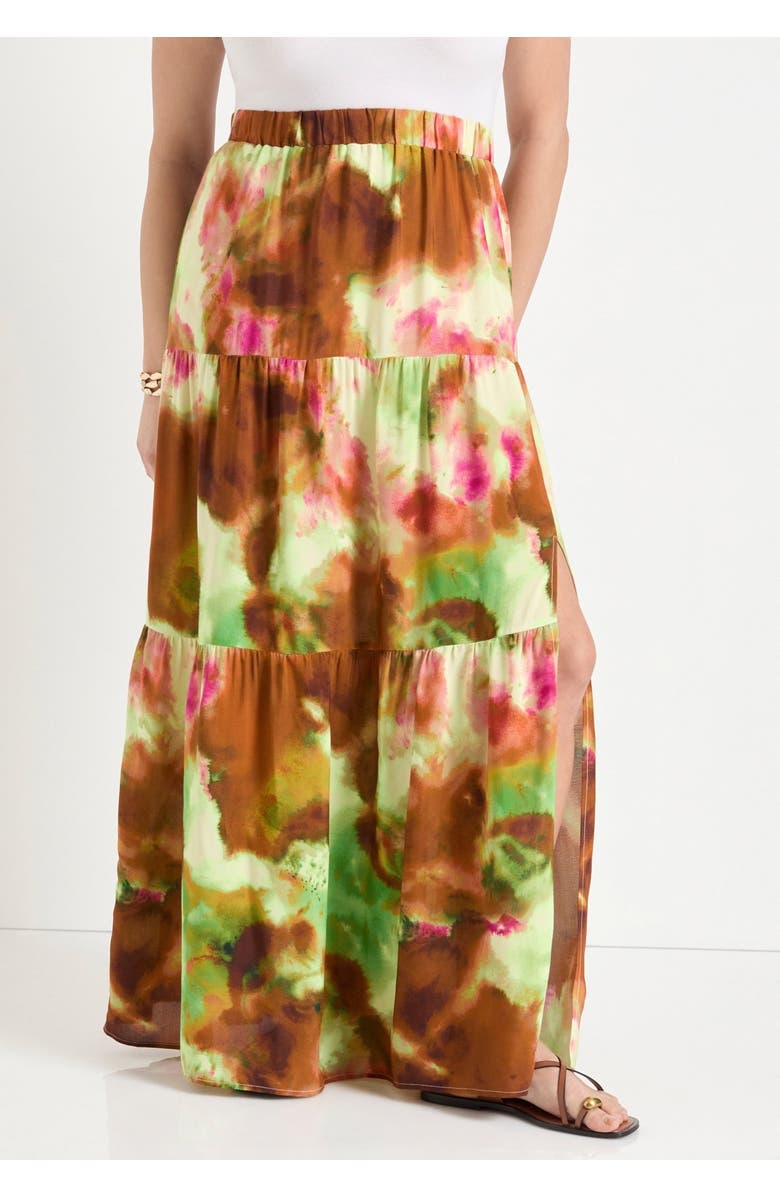 June + Vie High-Slit Maxi Skirt, Alternate, color, Watercolor Tie Dye