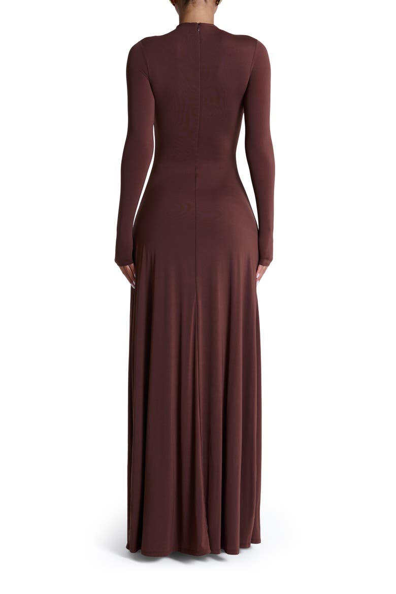 Mock Neck Long Sleeve Maxi Dress, Alternate, color, CHOCOLATE