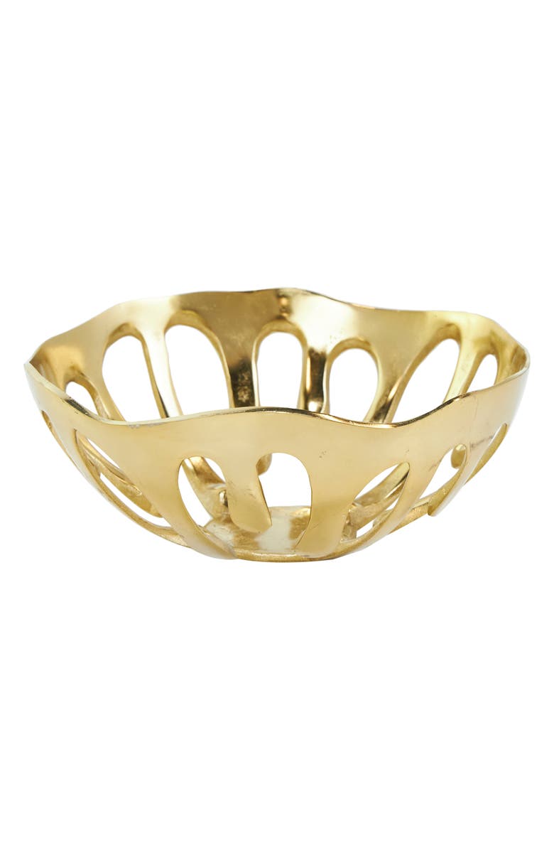 VIVIAN LUNE HOME Set of Two Gold Aluminium Decorative Bowls, Alternate, color, Gold