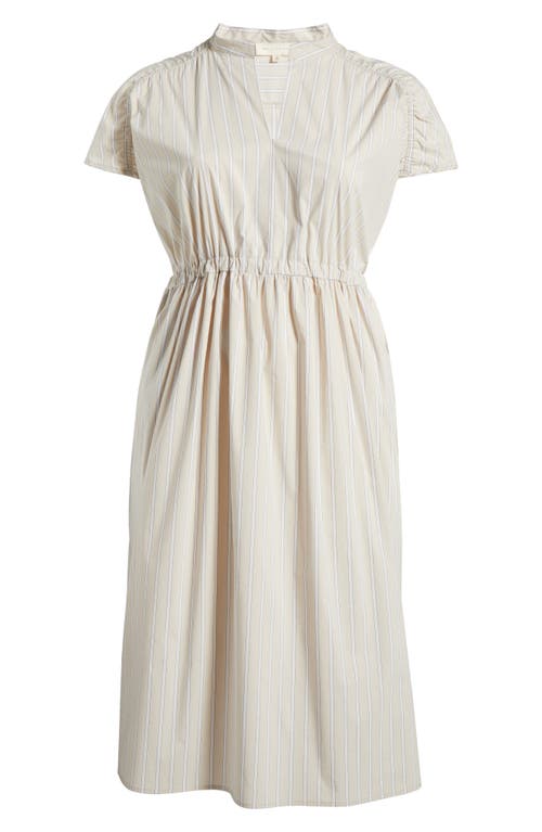 Melloday Stripe Poplin Midi Dress In Beige/black Stripe