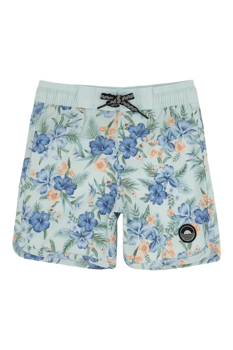 Kids' Scallop UPF 50+ Board Shorts, Main, color, SALTWATER