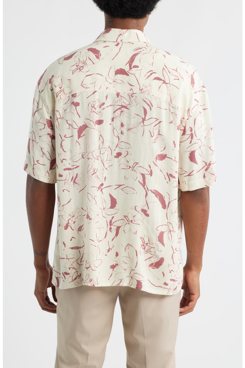 Floral Short Sleeve Button-Up Shirt, Alternate, color, IVORY- PINK TOSSED PETAL