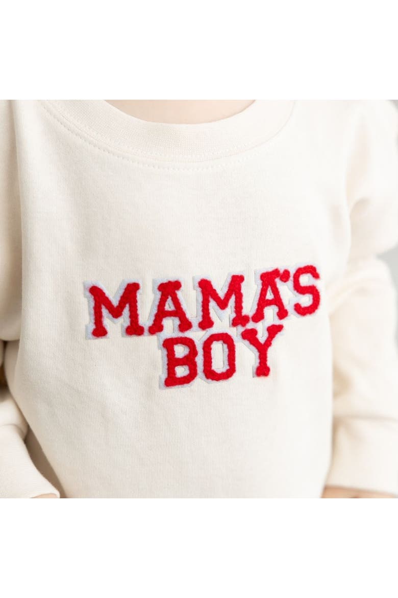 Mama's Boy Patch Long Sleeve Romper, Alternate, color, Natural