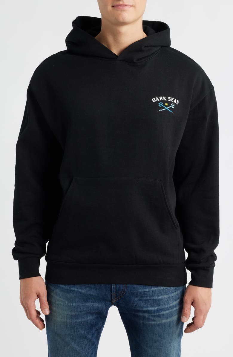DARK SEAS Sailor's Sun Oversize Cotton Blend Hoodie, Main, color, Black