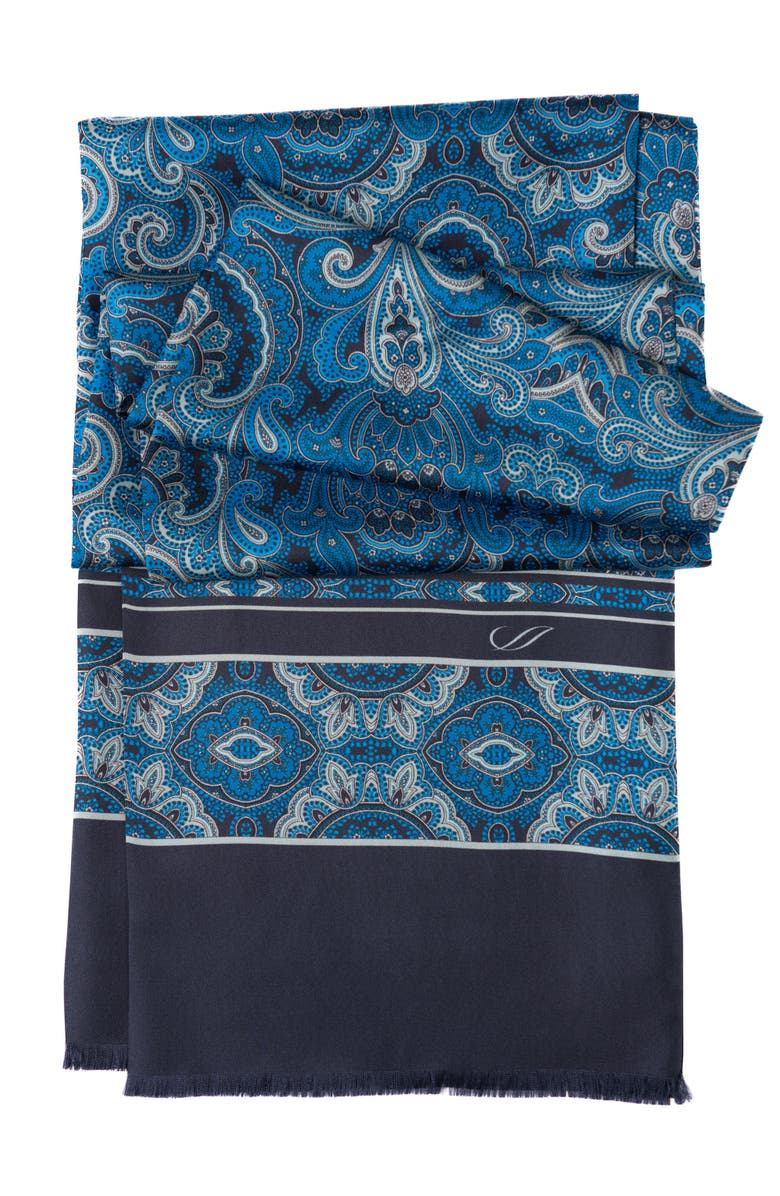 Elizabetta Ferrara - Silk Scarf for Men, Main, color, Blue