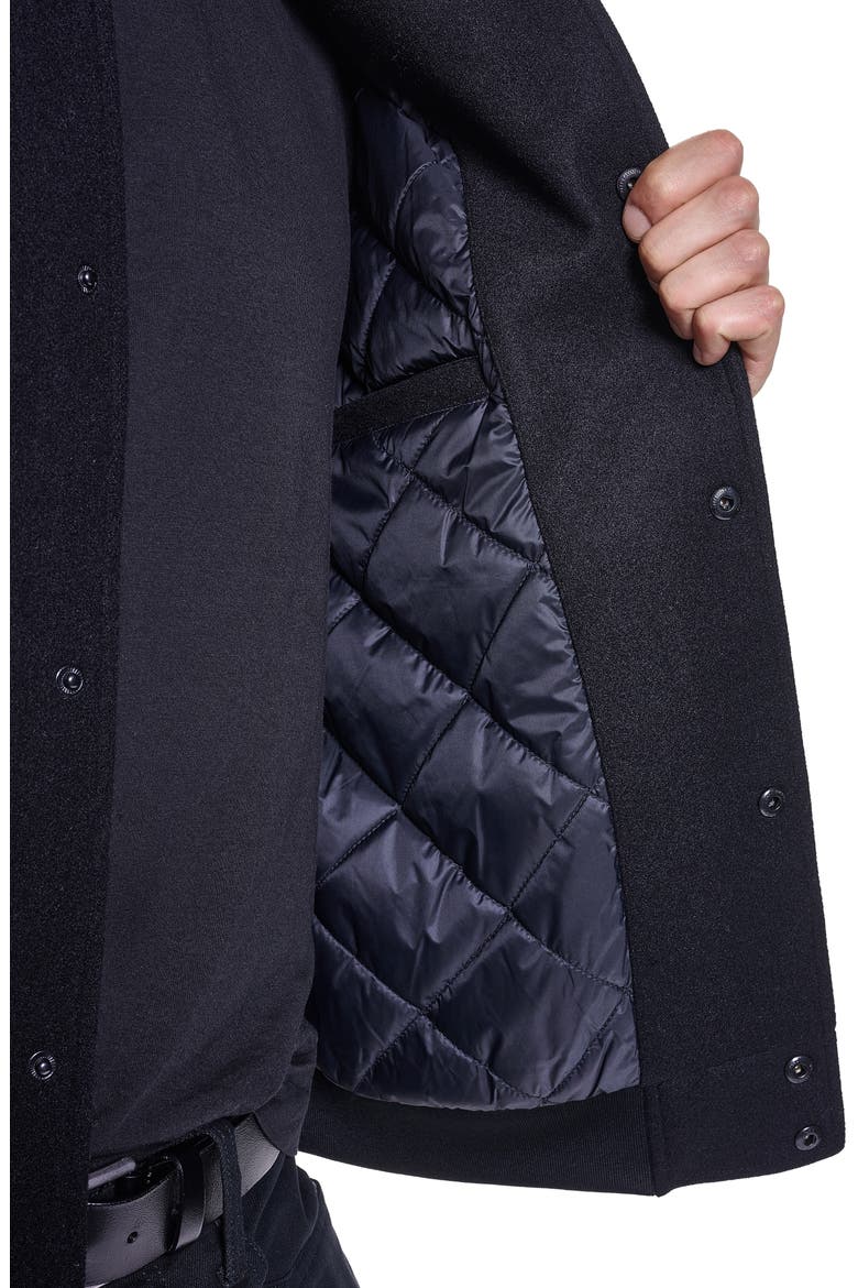 Mixed Media Bomber Jacket, Alternate, color, BLACK