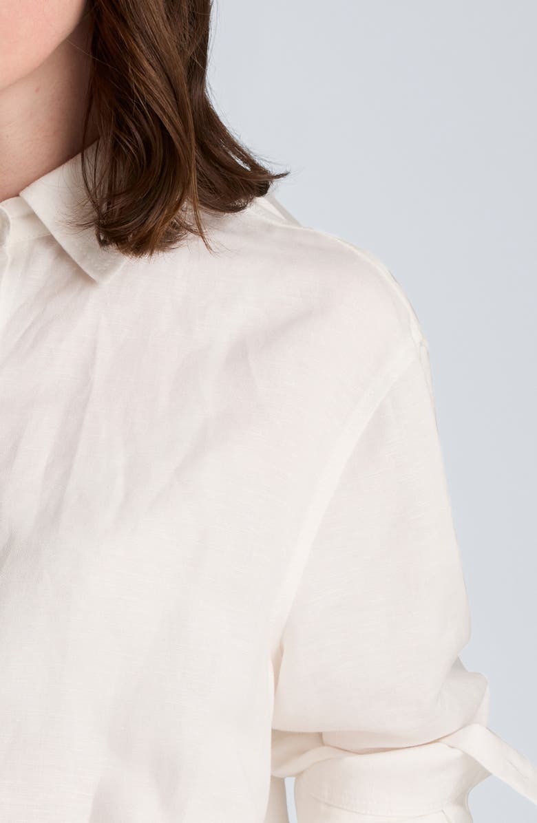 Kenneth Cole Long Linen Blend Button-Up Shirt, Alternate, color, 