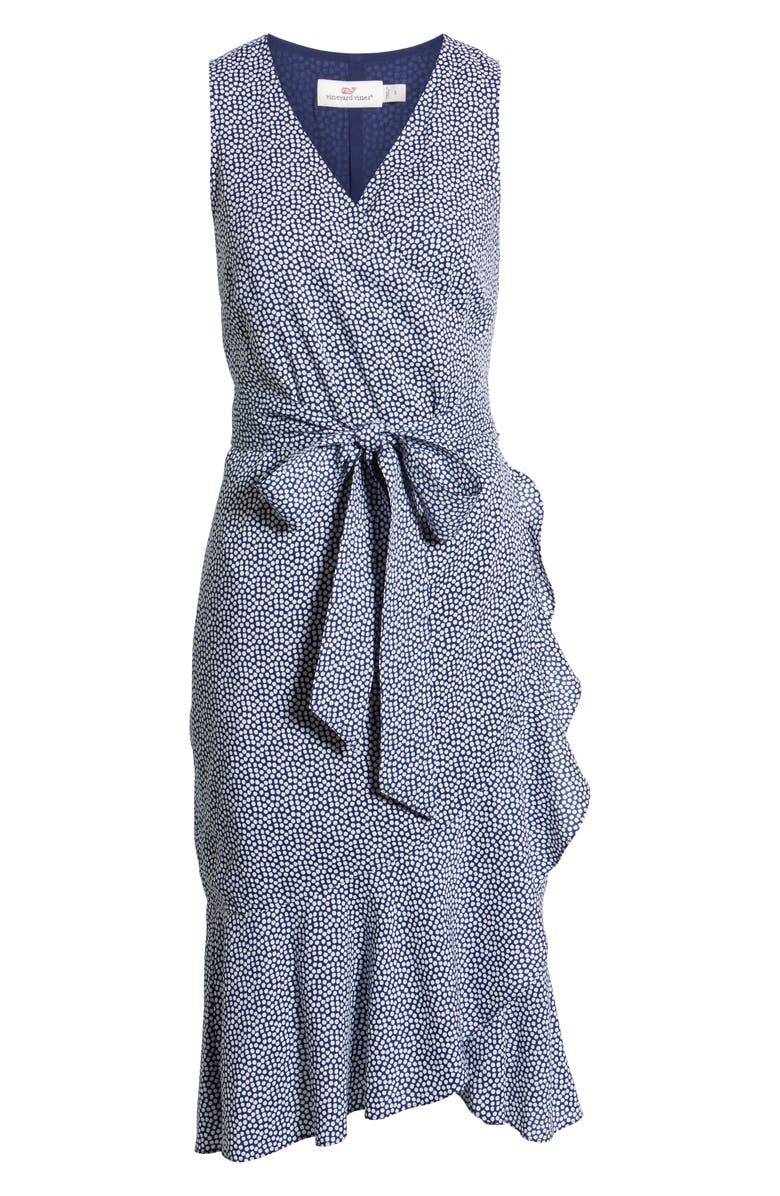 vineyard vines Scallop Dot Wrap Dress, Alternate, color, 