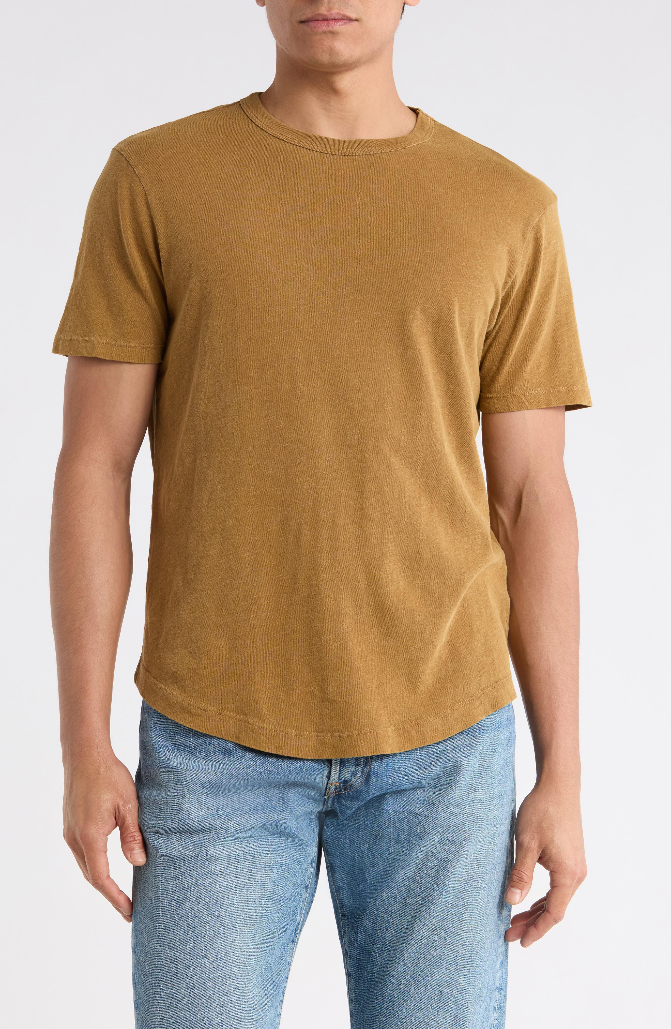 BUCK MASON Cotton Curved Hem Knit T-Shirt