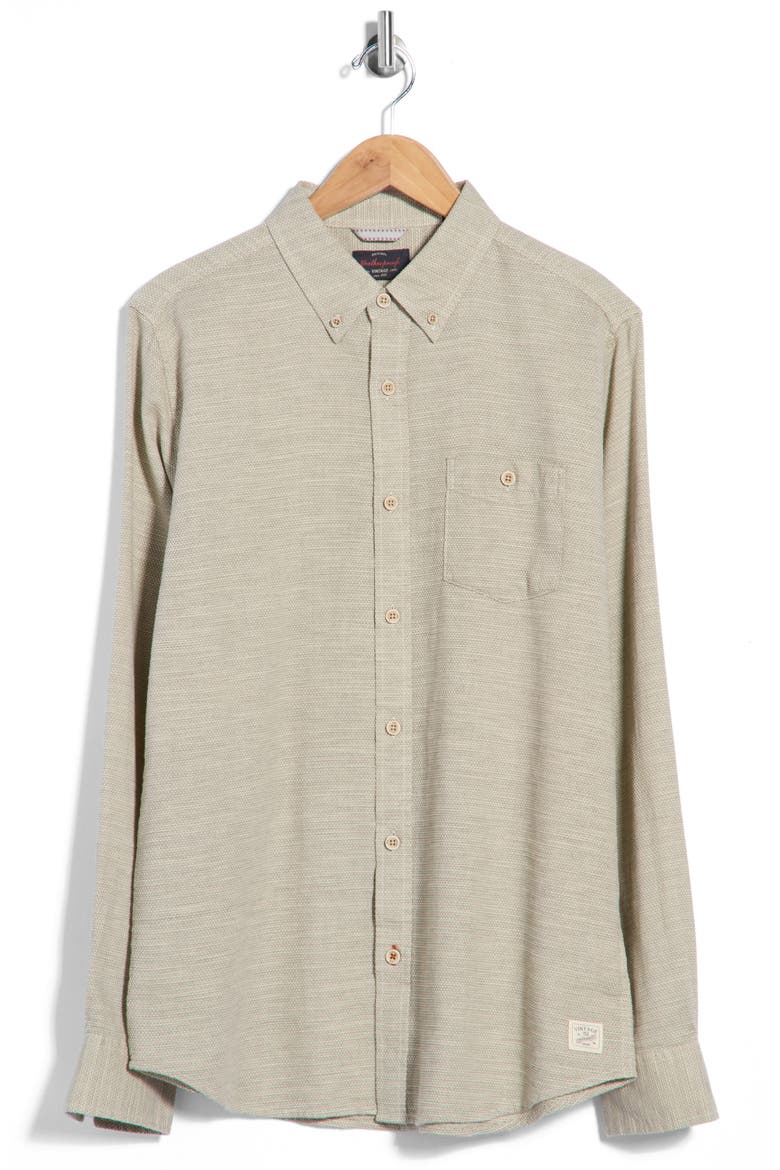 Horizontal Slub Pebble Long Sleeve Button-Down Shirt, Main, color, FOREST NIGHT