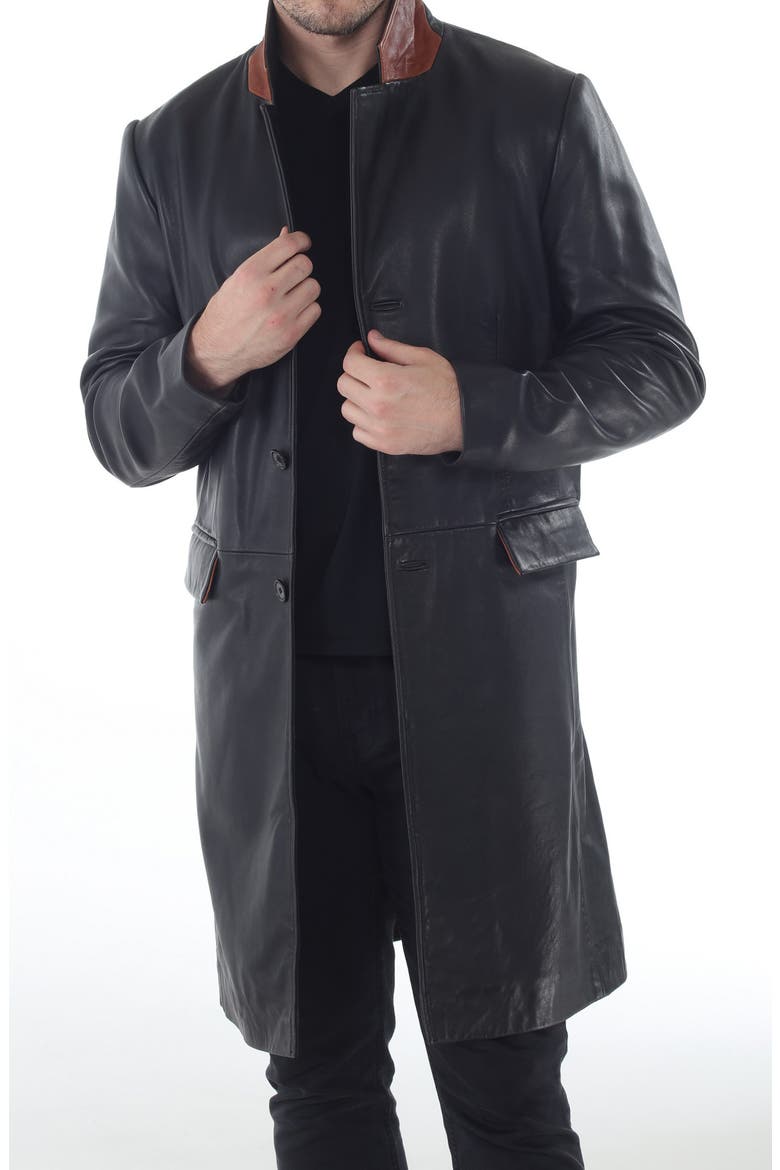 Lambskin Trench Coat, Alternate, color, BLACK