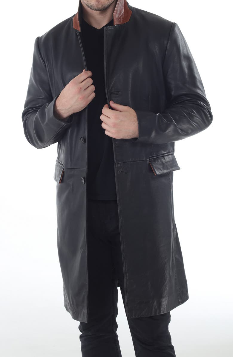 Missani Le Collezioni Lambskin Trench Coat, Alternate, color, Black