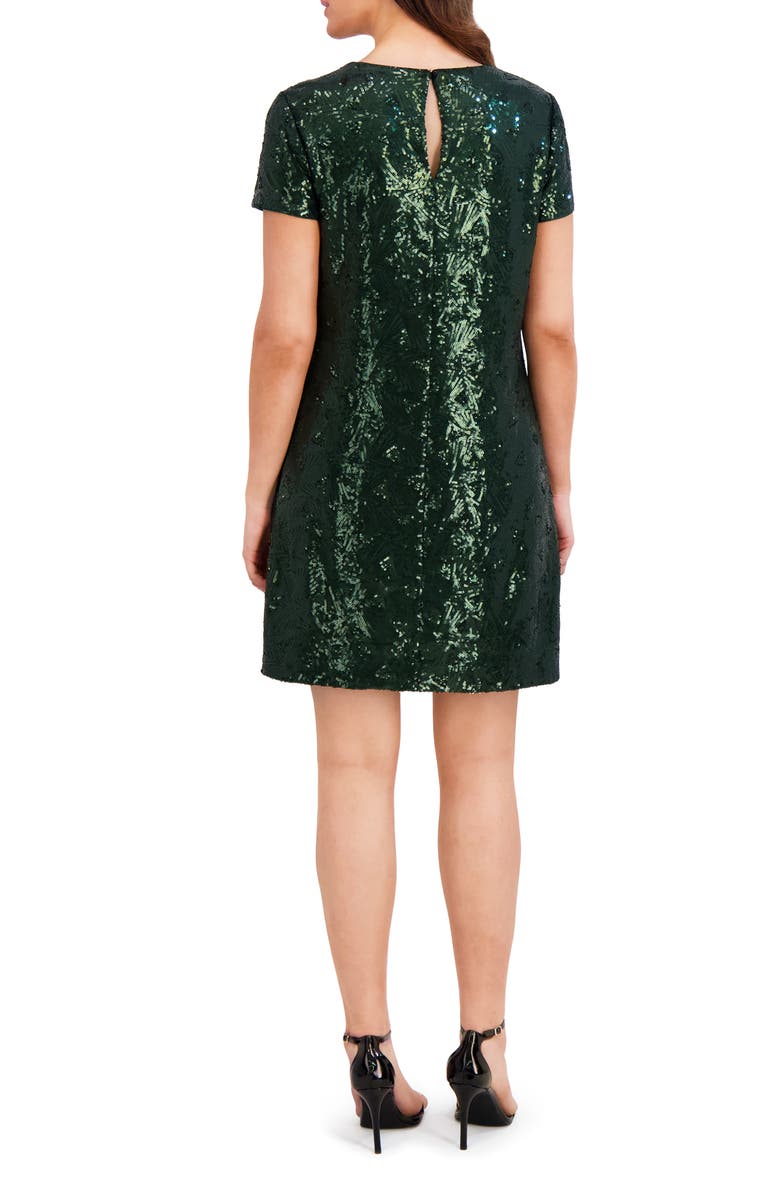 London Times Triangle Sequin Shift Dress, Alternate, color, Hunter/ Green