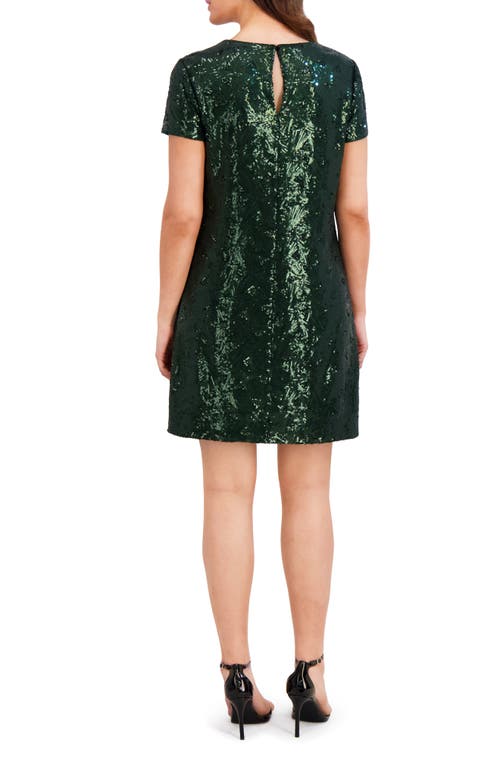 London Times Triangle Sequin Shift Dress In Green